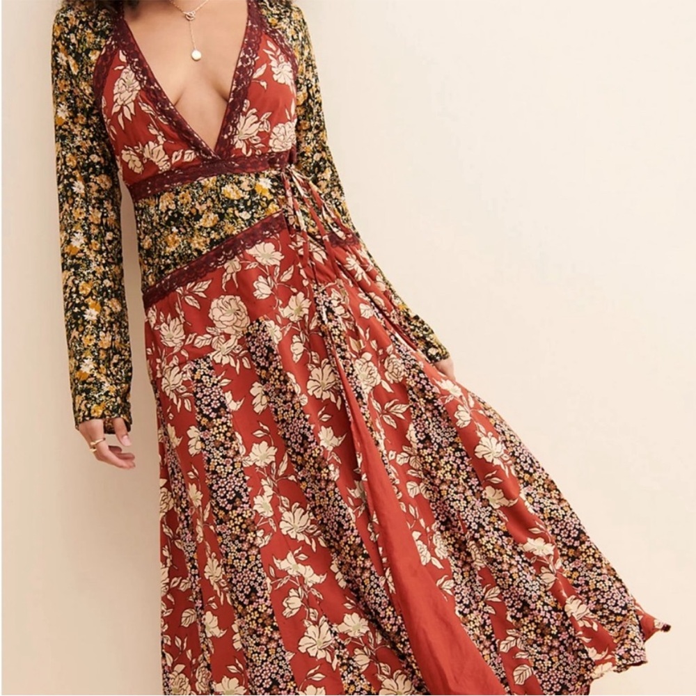 FREE PEOPLE Tilda Wrap Dress neutral combo - Picture 8 of 13